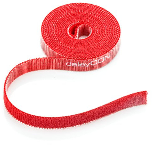 deleyCON 2m Klett Kabelbinder Klettband Klettbandrolle 10mm Breit Kabelmanagement Kabelorganizer Klettkabelbinder Klettverschluss zuschneidbar Rot