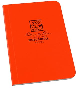 Rite in the Rain Weatherproof Soft Cover Pocket Notebook, 3.5 x 5, Orange Cover, Universal Pattern (No. OR54)