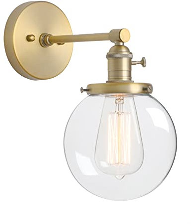 Phansthy Wandleuchte, Wandlampe Vintage Wandleuchte aus runde klarglas Wandleuchten Spiegelleuchte Badezimmer Wandbeleuchtung Badezimmerleuchte Küchenwandleuchte im Landhausstil (antike Farbe)