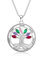 Personalised Sterling Silver Tree of Life Necklace for Women Crystal Pendant Necklace Mum Wife Grandma Birthday Anniversary Mothers Day Customised Jewellry Gift 7 Simulated Birthstone 7 Engraved Name