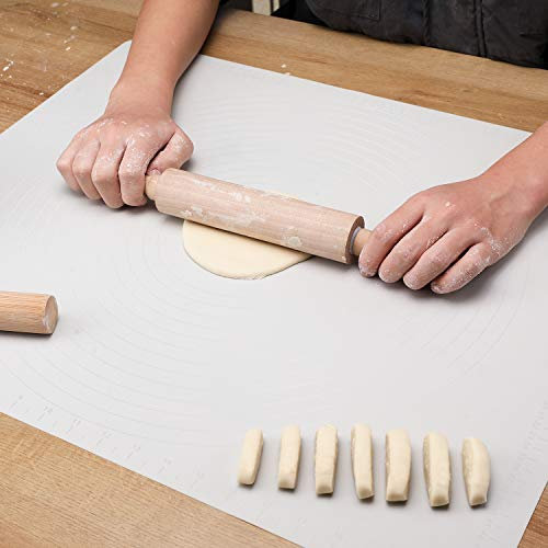 LONGFITE Extra große Silikon-Backmatte zum Ausrollen von Teig, Gebäck, Fondant-Matte, antihaftbeschichtet und rutschfest, hitzebeständig, Esstischmatte und Platzset (extra groß, grau)