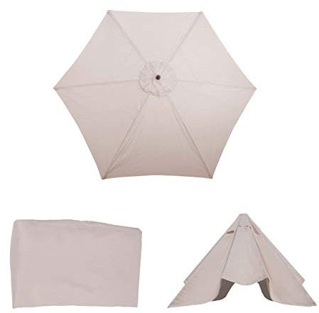 Mendler Ersatz-Bezug für Sonnenschirm Florida, Sonnenschirmbezug Ersatzbezug, Ø 3m Polyester 6 Streben - Creme