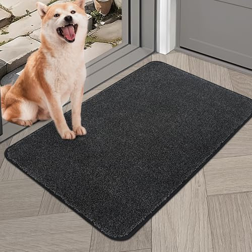 COSY HOMEER Tappeto Ingresso Interno, 50 x 80cm Zerbino Ingresso Esterno Antiscivolo TPR, Lavabile in Lavatrice per Porta D'Ingresso, Corridoio, Cucina, Scala, Nero