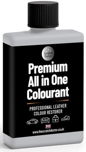 Scratch Doctor All in One Leather Colourant Self Seal Leather Dye Repair Paint for Furniture, Sofas, Car Seats (Light Grey, 100ml)