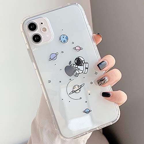 Tybiky Case for iPhone 11 Pro Max Cases Creative Astronaut Pattern Air Cushion Protective Silicone Airbag Mobile Phone Case Bumper Chic Bling ScratchResistant Cover for iPhone 11 Pro Max Hold an Apple