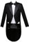 FEESHOW Herren Zweireiher Frack Set 4 Stück Anzüge Hochzeit Smoking Anzüge Revers Sakko Jacke Lange Hose Krawatte mit Gürtel Set Schwarz XL