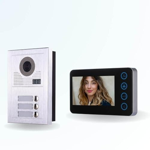 BT Security Portier interphone vidéo Modern 2 Fils - 3 Appartements - 3 écrans Noirs