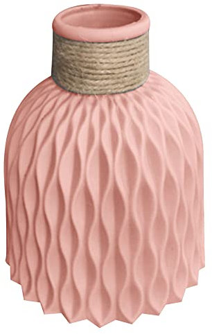 Bodhi2000 Vase à fleurs minimaliste et élégant - Vases et ornements modernes - Style nordique en plastique imitation céramique - Décoration de bureau - Rose