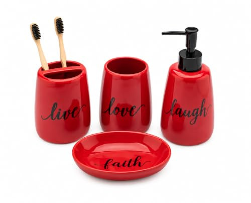 Badezimmer-Zubehör-Set, Keramik, Zahnbürstenhalter, Seifenspender, Seifenschale, Tumbler für Badezimmer-Dekoration und Geschenk, Marineblau, 4-teilig