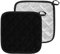 Lot de 2 maniques en coton pour casseroles, four, cuisine, résistants à la chaleur, lavables, grands, noirs