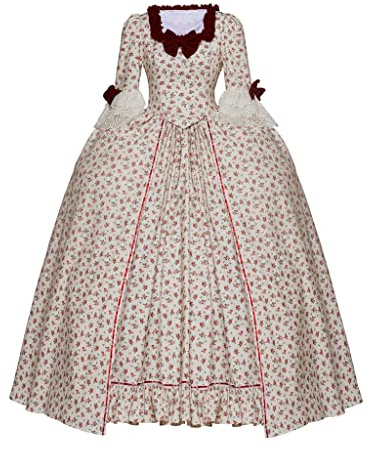 CosplayDiy Damen Rokoko Ballkleid Gotisch Viktorianisches Kleid Kostüm Roter Blume, Red Flower, XS