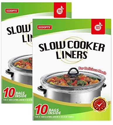 ECOOPTS Slow Cooker Liners Einweg-Kochbeutel, kleine Größe, passend für 1QT bis 3QT, geeignet für ovale und runde Töpfe (20)