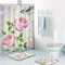 4-teiliges Blumenduschvorhang-Set mit rutschfestem Teppich, Toilettendeckelabdeckung Badematte wasserdichtem Duschvorhang für Schmetterlinge Blumen Badeduschvorhang für Badezimmer (vintage rose)