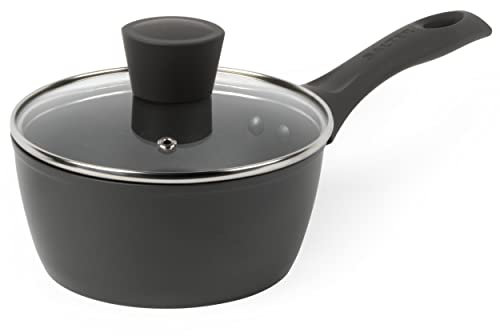 Salter BW11042EU7 Casserole Antiadhésive avec Couvercle en Verre Trempé, 16cm, Design Cosmos, Revêtement Antiadhésif Durable, Sans PFOA, Compatible Plaques à Induction, Facile à Nettoyer, Gris/Noir