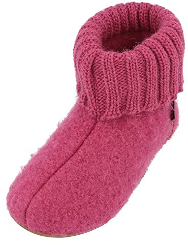 HAFLINGER Everest Karlo Filzpantoffeln im schlichten Design Pink (Azalee 20), Gr. 24