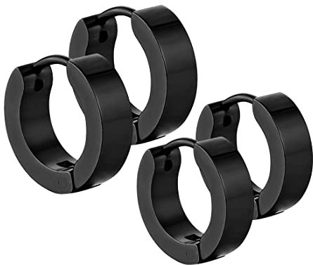 Edelstahl kleine Creolen für Herren Damen schwarz einzigartige Ohr Piercing 2 Paare Ohrringe