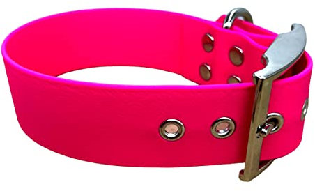 L'Atelier du Fourmilier Collier en matière BioThane, Largeur Grande, Coloris au Choix (40-45 cm, Fushcia)