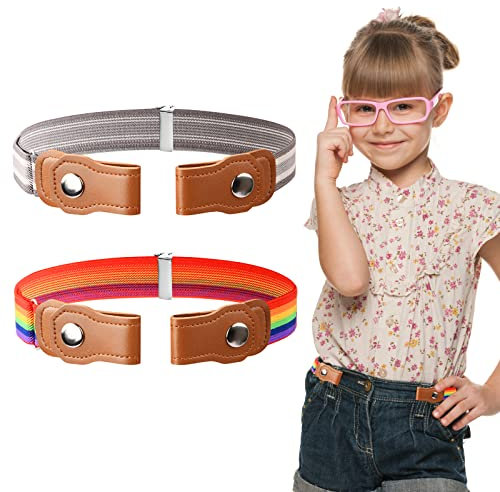 2 Stück Elastischer Gürtel kinder, Schnallenfreier Gürtel für Jungen Mädchen, Einstellbar Gürtel Kinder Ohne Schnalle für Jeans Hosen Kleid