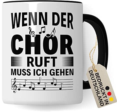 Chor Tasse Geschenkidee Kaffeetasse Geschenk für Sänger Sängerin Kaffeebecher Chorprobe Becher (Weiß & Schwarz)