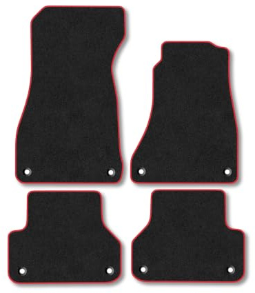 Audi A4 (2016-2025) Carpet Car Mats | Red Edge Trim Tailored Fit Floor Mats Full Coverage Protection Accessories Easy Clean Anti Slip Made in the UK