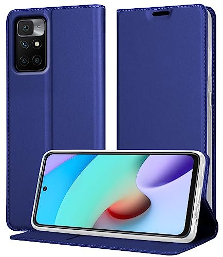 Cadorabo Hülle kompatibel mit Xiaomi RedMi 10 in Classy DUNKEL BLAU - Schutzhülle mit Magnetverschluss, Standfunktion und Kartenfach
