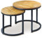 Cosy Home Design Tables Basses Gigognes de Salon Rondes de Style Industriel en Bois Massif et Pieds en Métal Noir | Fabrication Artisanale |Serie Exclusive Eclipse 50x43cm, 40x38cm