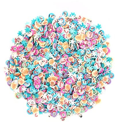FRCOLOR Christmas Nail Art Slices Polymer Clay Slices 1000pcs Assorted Snowflake Santa Claus Creative 3D Designs for Nail Art Scrapbook and Phone Accessories