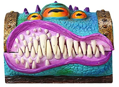 PW TOOLS Mimic Würfeletui | Würfel-Display-Box,Mit Reißzähnen und DREI Augen Harz langlebige wasserdichte Box für Ornamente facettierte Würfel