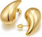 épais boucles d'oreilles 14K plaqué or larme boucles d'oreilles Femme (A-Or)