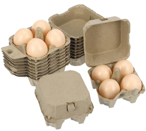Alipis Kraft Pulp Egg Holder 4-Compartment Cardboard Egg Carton Stackable Storage Tray Organizer for Refrigerator Chicken Eggs Compact Design