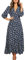 Women 3/4 Sleeve Maxi Dress Button-Down Floral Print Dress V-Neck Casual High Waist Boho Dress Summer Flowy Split Long Dress (Navy Blue, XL)