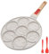 RANXINGST Padella Pancake 26 cm, Piastra Pancake con Maniglia Rimovibile 7 Fori Antiaderente per Colazione - Bianco