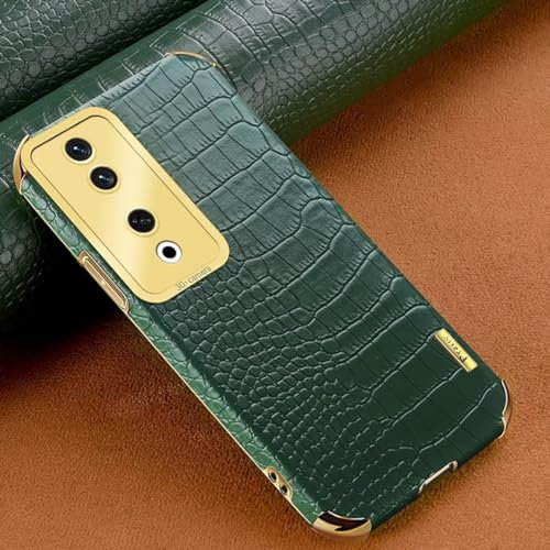 COMAKU Custodia per Honor 90 5G da ragazzi donna, Cover in pelle sintetica verniciata coccodrillo, moda classica per Honor 90 5G Case - Verde