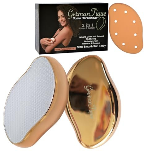 GERMANTIQUE Kristall-Haarradiergummi, natürlicher Kristall-Haarentferner, schmerzfreies Nanoglas-Haarentfernungsgerät, sanfter Kristall-Epilierer und Peeling für seidig glatte Haut(Gold)