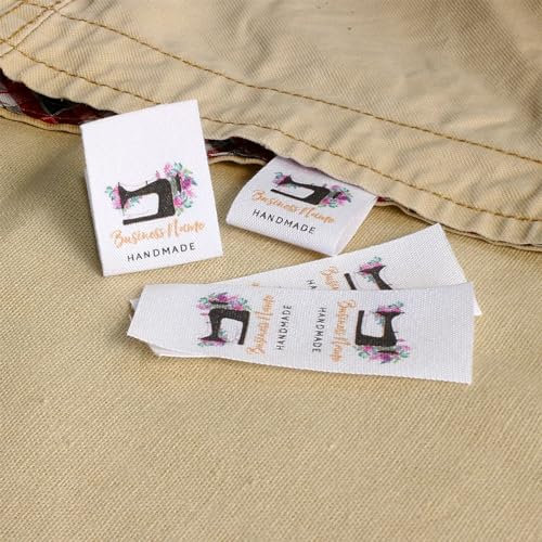 Etiquetas de costura personalizadas, pegatinas de ropa con pliegues, nombres, logotipo o texto de tela, cinta de algodón (100PCS)