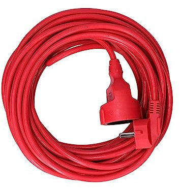 Prolunga da 10 m con 1 presa 2P+T, 16A 250V~, cavo H05VV-F 3G1,5mm² rosso, ideale per collegare dispositivi elettrici in modo sicuro.