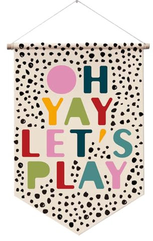 Kinder-Wandbanner Let's Play, Wandbehang, Poster, Spielzimmer, Wanddekoration, pädagogische Flagge, bunt, inspirierend, Leinwand, Wandschild, Dekoration, Geschenk für Kinder, Jungen, Mädchen,