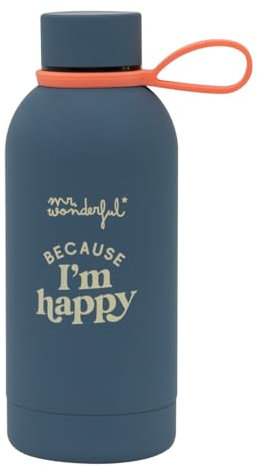 Mr. Wonderful - Botella térmica 350 ml - Because I'm happy - Botella de Agua de Acero Inoxidable - Botella con CIerre Hermético y Libre de BPA - Capacidad 350 ml