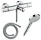 Hansgrohe Pack mitigeur Bain thermostatique Ecostat Comfort + Flexible Isiflex 1,6m + Pommeau Vernis Blend EcoSmart 2 Jets chromé