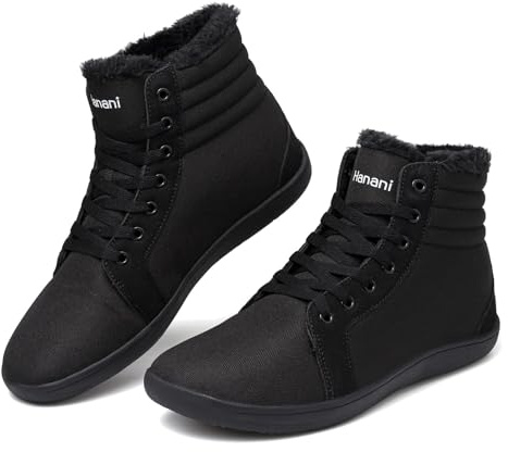 Bravover Barefoot Chaussures pieds nus hiver hommes femmes neige pieds nus bottes chaudes marche large Toe Box chaussures douces antidérapantes bottes minimalistes Noir 44EU