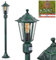 HOFSTEIN Außenwegeleuchte Loria, Wegeleuchte m. Bewegungsmelder aus Metall/Glas in Schwarz-Grün/Klar, Außenleuchte in antikem Look, Höhe 107 cm, Gartenbeleuchtung IP44, 1 x E27, ohne Leuchtmittel