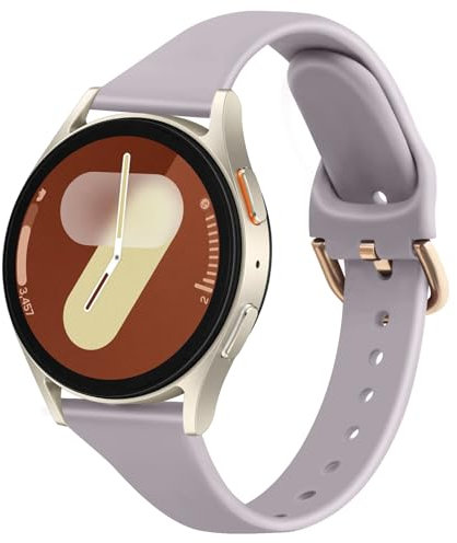 Slim Strap for Samsung Galaxy Watch 7/6/5/4 40mm 44mm, 20mm Adjustable Silicone Replacement Sport Band for Active 2/Watch 3 (Lavender Grey) - for Women and Men