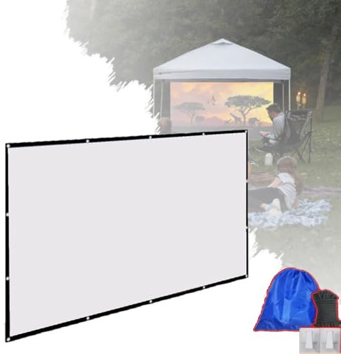 ZIUSFAC Outdoor Projector Screen Folding Projection Screen 50 80 120 200 250 Portable Projector Movie Screen For Camping/Office/Party/Double Sided Projection(50inch-4:3)