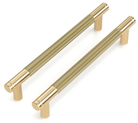 LONTAN 10 Pack Gold Kitchen Handles 160mm Champagne Copper Cupboard Handles Aluminum Alloy Kitchen Cupboard Pulls for Wardrobe Bathroom Cabinet Drawer