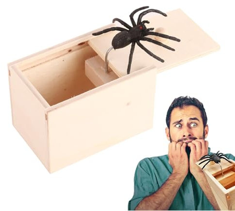 Spider in A Box Prank Scare Box, Spider Scare Wooden Box,Handmade Prank Spider, Hidden In Case Wooden Spider Box Prank for Halloween Carnivals April Fools Day