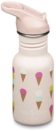Klean Kanteen 1011208 Classic Narrow (Flip Sport) Gourde de vélo avec bouchon en acier inoxydable de couleur rose avec un volume de 355 ml