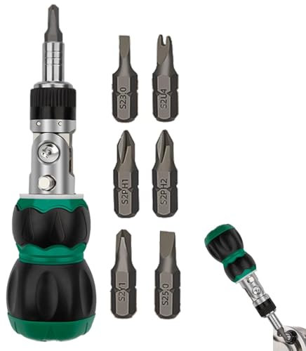 Jeu d'embouts à cliquet, tournevis à cliquet de précision, Kit d'outils de tournevis magnétique polyvalent, Poignée ergonomique antidérapante, outil polyvalent rotatif à 180 degrés, tournevis pour usa