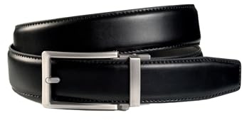 MONTI Herren Ledergürtel Echtleder STANFORD 3,5cm breit, Automatikschließe Stufenlos - black uni - Größe 110