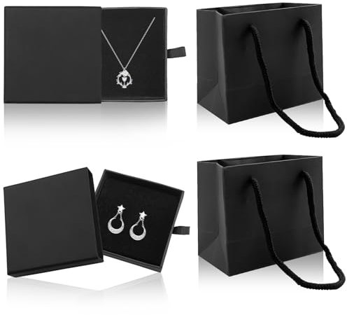 2 Stück Schmuck Geschenkbox, Klein Armband Geschenkbox, Klein Schmuckbox, Schmuckschatulle mit 2 Geschenktasche, Quadratisch Schmuckverpackungen Geschenkbox für Halskette Ohrringe Armband