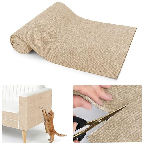 100x40cm Selbstklebend Kratzteppich Katze Wand,Kratzmatte Katze – Kratzschutz für Sofa, Wand & Möbel | DIY Kratzbrett aus Sisal, Anti-Kratz Teppich, Katzenturm Schutz